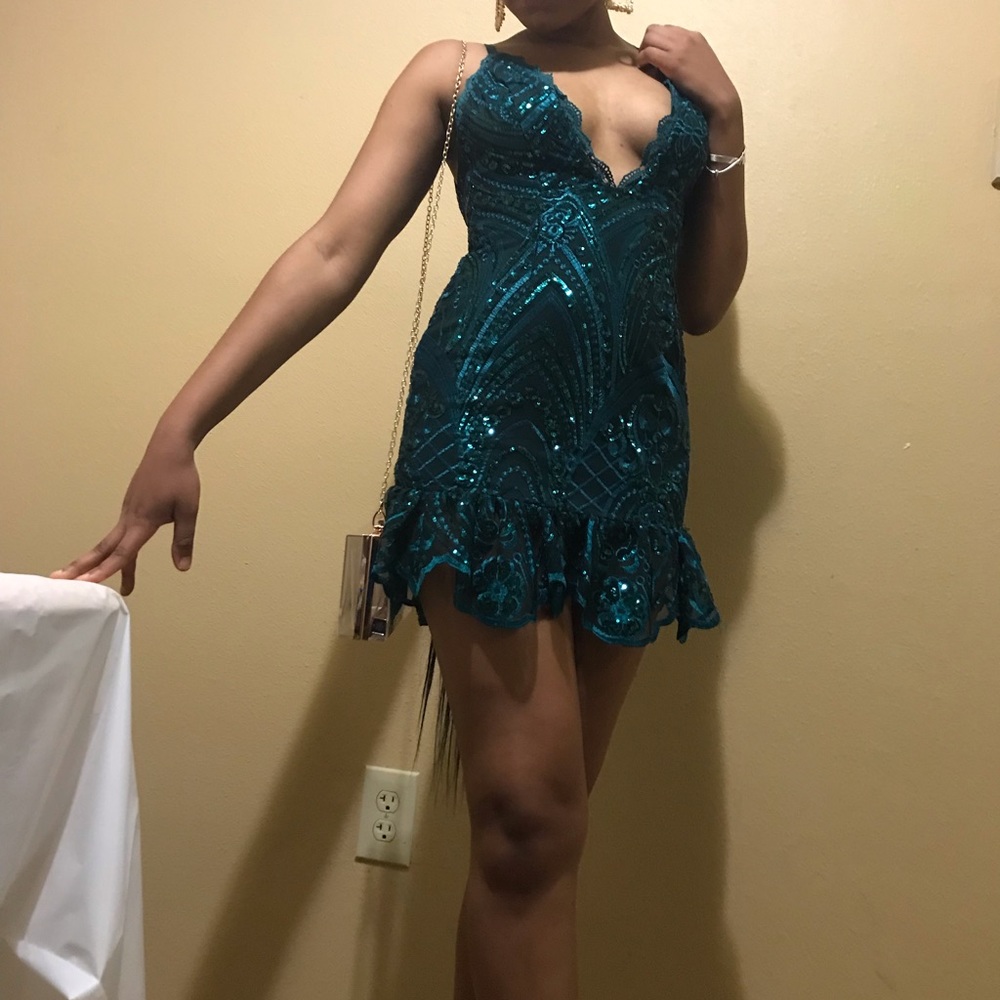 PrettyLittleThing Sequin Glitter Mini Dress